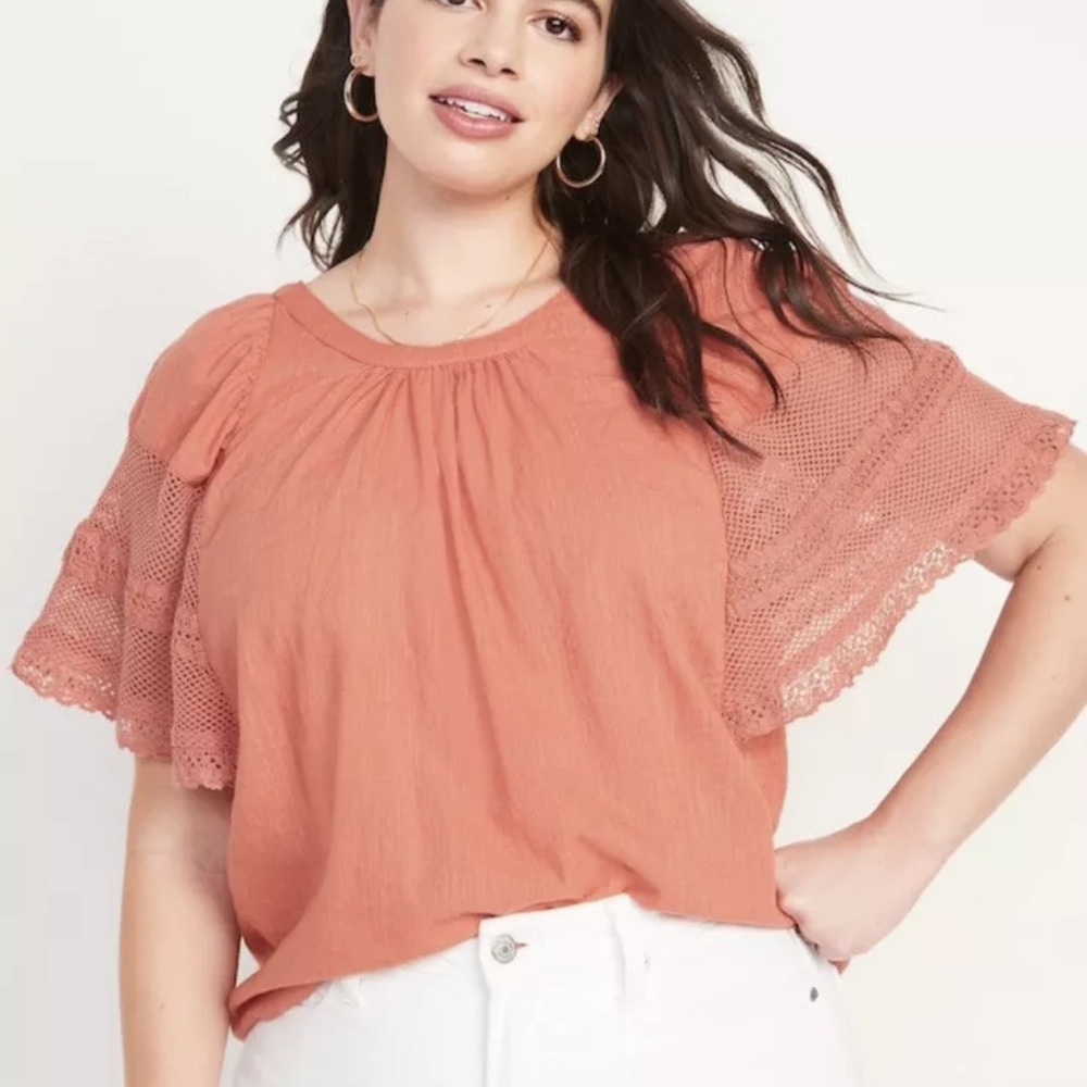 Women's old navy Terracotta Lace Sleeve Top